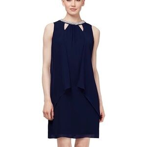 SLNY-SL FASHIONS NEW YORK-BLACK CHIFFON DRESS-SIZE 18W